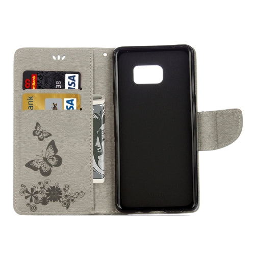 For Galaxy Note 7 / N930 Pressed Flowers Butterfly Pattern Horizontal Flip Leather Case with Magnetic Buckle & Holder & Card Slots & Wallet