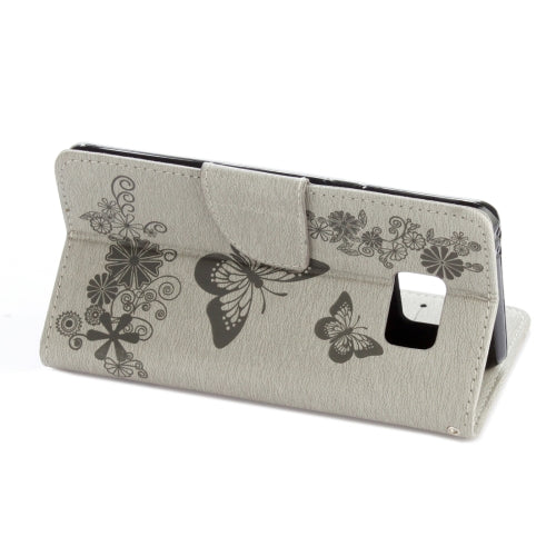 For Galaxy Note 7 / N930 Pressed Flowers Butterfly Pattern Horizontal Flip Leather Case with Magnetic Buckle & Holder & Card Slots & Wallet