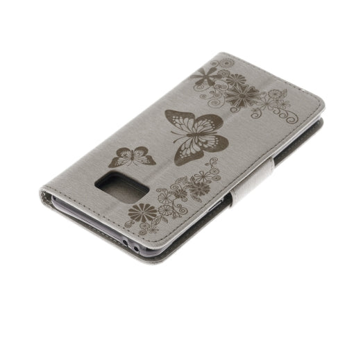 For Galaxy Note 7 / N930 Pressed Flowers Butterfly Pattern Horizontal Flip Leather Case with Magnetic Buckle & Holder & Card Slots & Wallet