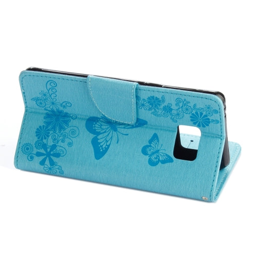 For Galaxy Note 7 / N930 Pressed Flowers Butterfly Pattern Horizontal Flip Leather Case with Magnetic Buckle & Holder & Card Slots & Wallet