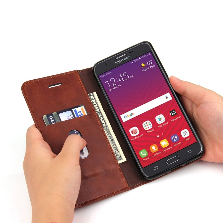 For Galaxy J5 (2017) (US Version) Retro Crazy Horse Texture Horizontal Flip Leather Case with Holder & Card Slots & Wallet