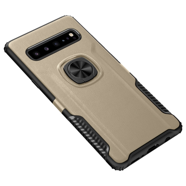 Shockproof Car Magnetic Case with 360 Degree Gold Armor Ring for Galaxy S10 5G