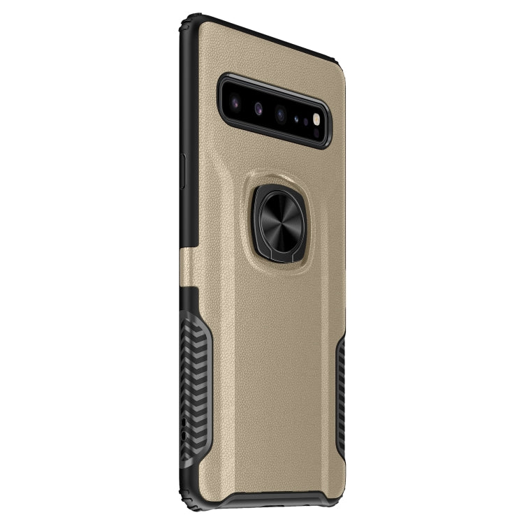 Shockproof Car Magnetic Case with 360 Degree Gold Armor Ring for Galaxy S10 5G