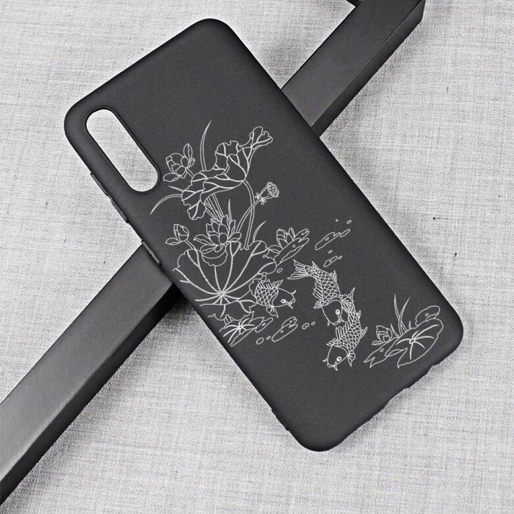 Lotus Pond Painted Pattern Soft TPU Case for Galaxy A50