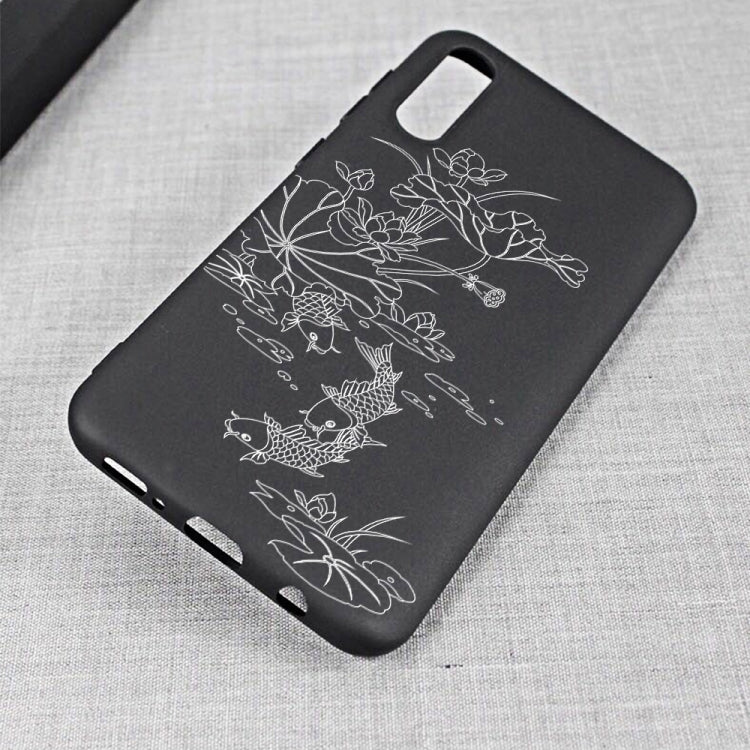 Lotus Pond Painted Pattern Soft TPU Case for Galaxy A50