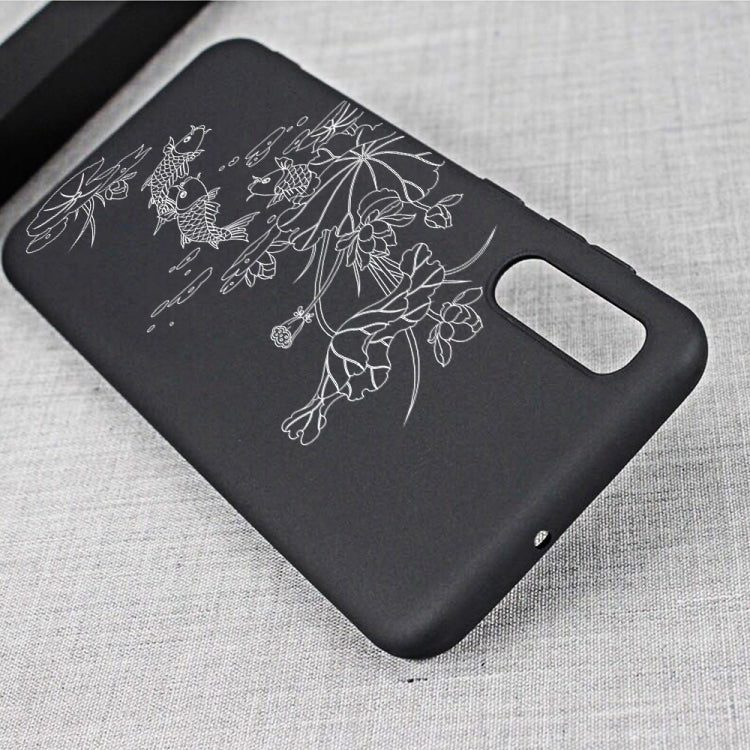 Lotus Pond Painted Pattern Soft TPU Case for Galaxy A50