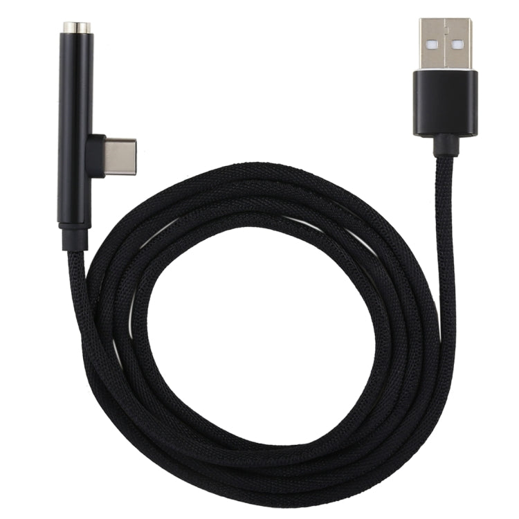 1m Type-C Male + USB to 3.5mm Female Cloth Earphone Audio Adapter Cable