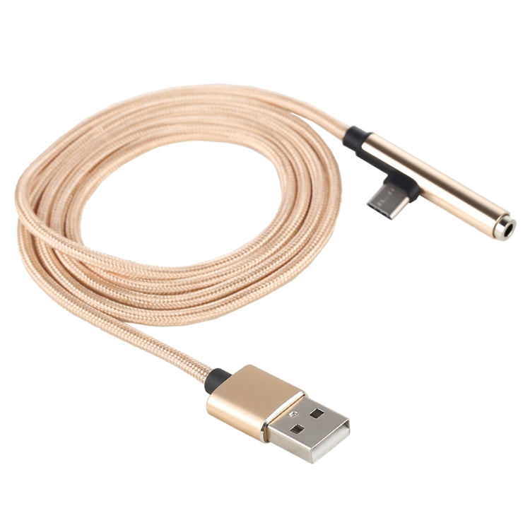 1m Type-C Male + USB to 3.5mm Female Cloth Earphone Audio Adapter Cable