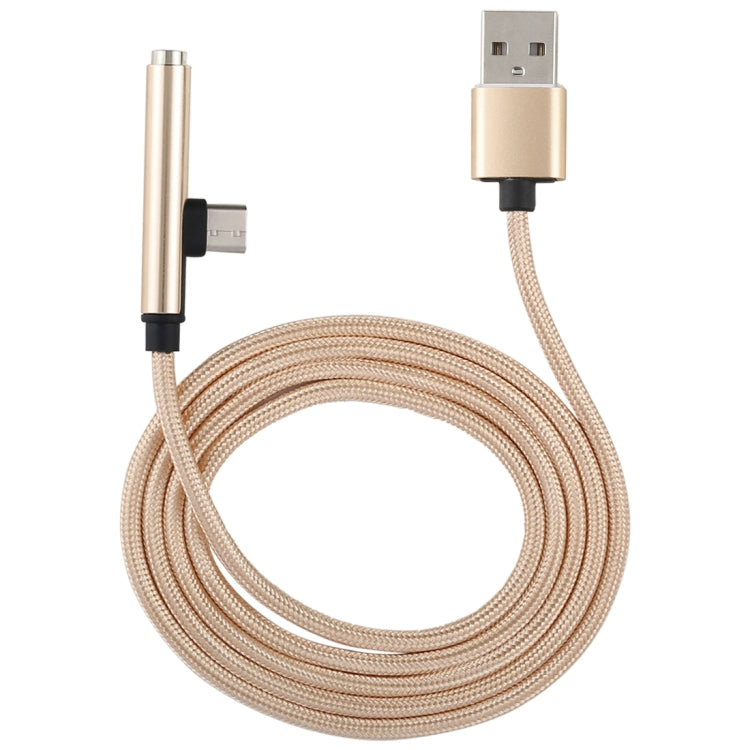1m Type-C Male + USB to 3.5mm Female Cloth Earphone Audio Adapter Cable