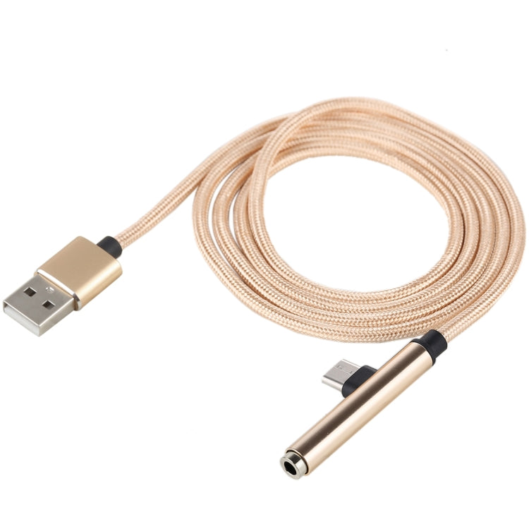 1m Type-C Male + USB to 3.5mm Female Cloth Earphone Audio Adapter Cable