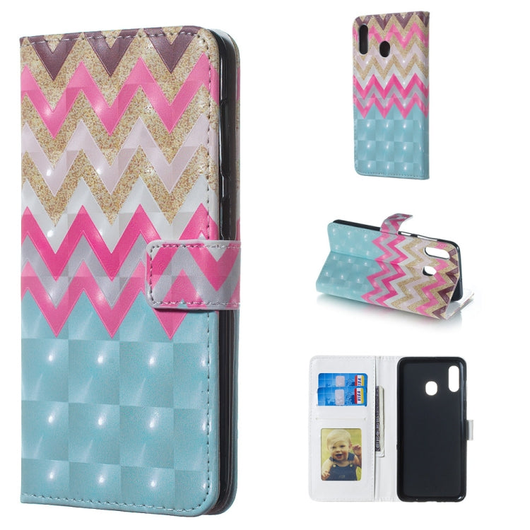 Color Wave 3D Pattern Horizontal Flip Leather Case for Galaxy A30, with Holder & Card Slots & Photo Frame & Wallet