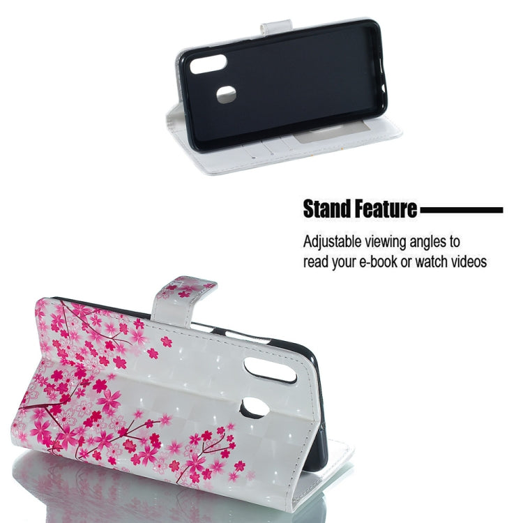 Sakura Pattern 3D Horizontal Flip Leather Case for Galaxy A30, with Holder & Card Slots & Photo Frame & Wallet