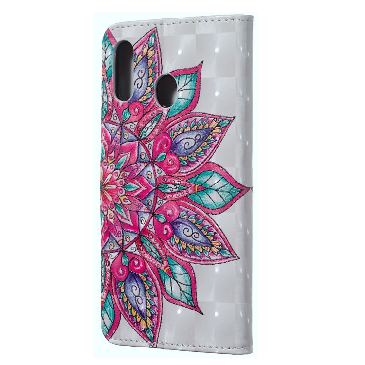 Half Flower Pattern 3D Horizontal Flip Leather Case for Galaxy A30, with Holder & Card Slots & Photo Frame & Wallet