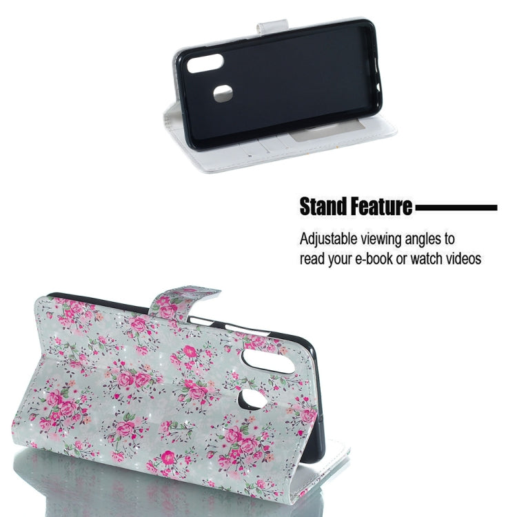 Rose Pattern 3D Horizontal Flip Leather Case for Galaxy A30, with Holder & Card Slots & Photo Frame & Wallet