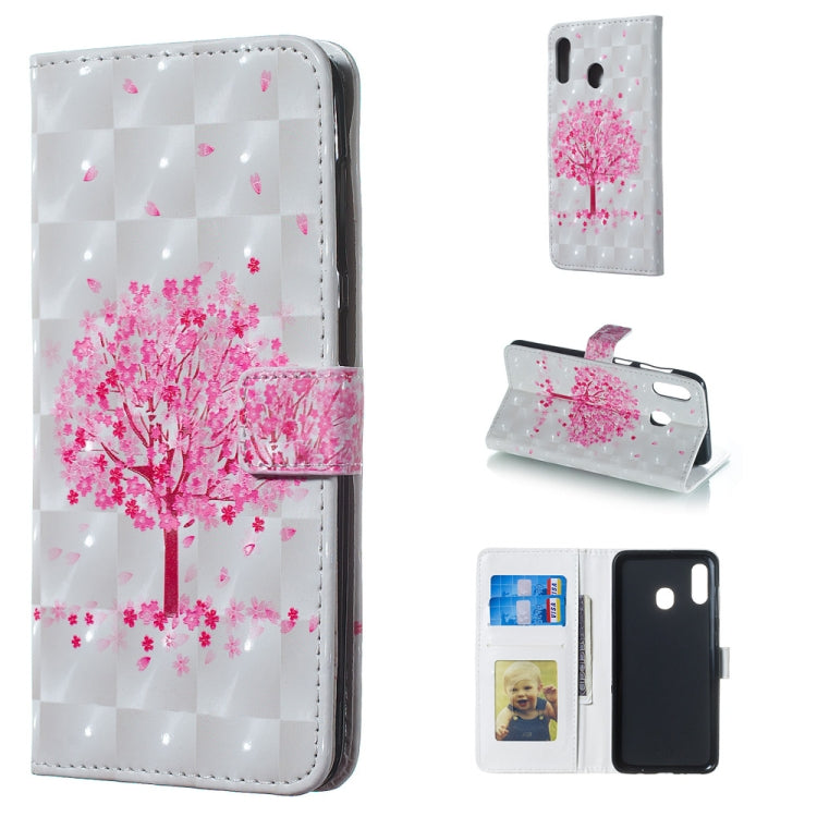 Pink Tree Pattern 3D Horizontal Flip Leather Case for Galaxy A30, with Holder & Card Slots & Photo Frame & Wallet