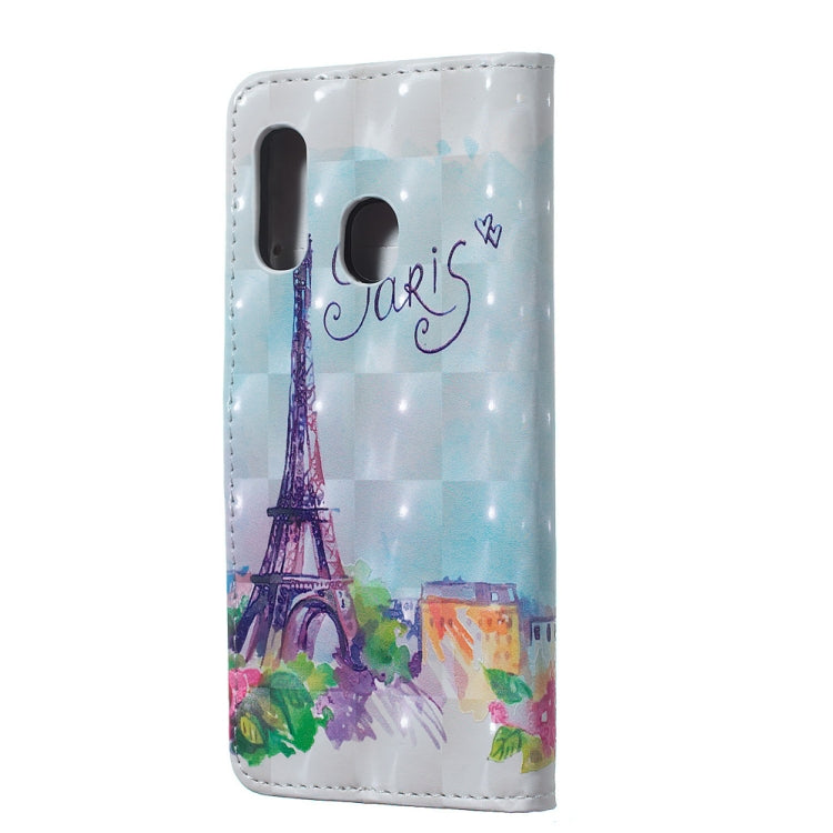 Tower Pattern 3D Horizontal Flip Leather Case for Galaxy A40, with Holder & Card Slots & Photo Frame & Wallet