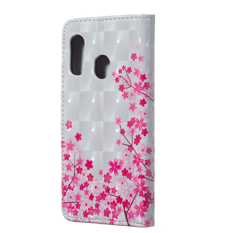 Sakura Pattern 3D Horizontal Flip Leather Case for Galaxy A40, with Holder & Card Slots & Photo Frame & Wallet
