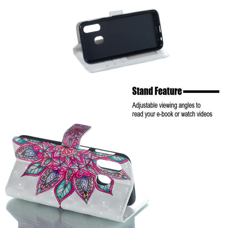 Half Flower Pattern 3D Horizontal Flip Leather Case for Galaxy A40, with Holder & Card Slots & Photo Frame & Wallet