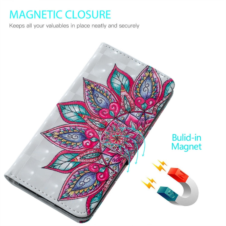 Half Flower Pattern 3D Horizontal Flip Leather Case for Galaxy A40, with Holder & Card Slots & Photo Frame & Wallet
