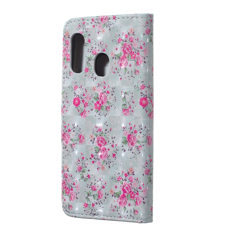Rose Pattern 3D Horizontal Flip Leather Case for Galaxy A40, with Holder & Card Slots & Photo Frame & Wallet