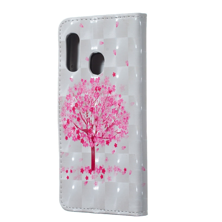 Pink Tree Pattern 3D Horizontal Flip Leather Case for Galaxy A40, with Holder & Card Slots & Photo Frame & Wallet