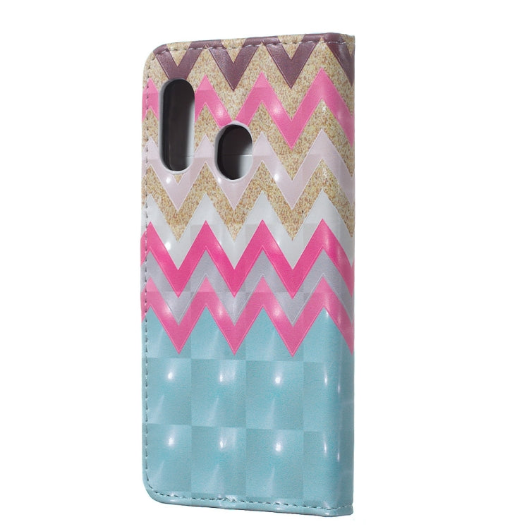 Color Wave 3D Pattern Horizontal Flip Leather Case for Galaxy A40, with Holder & Card Slots & Photo Frame & Wallet