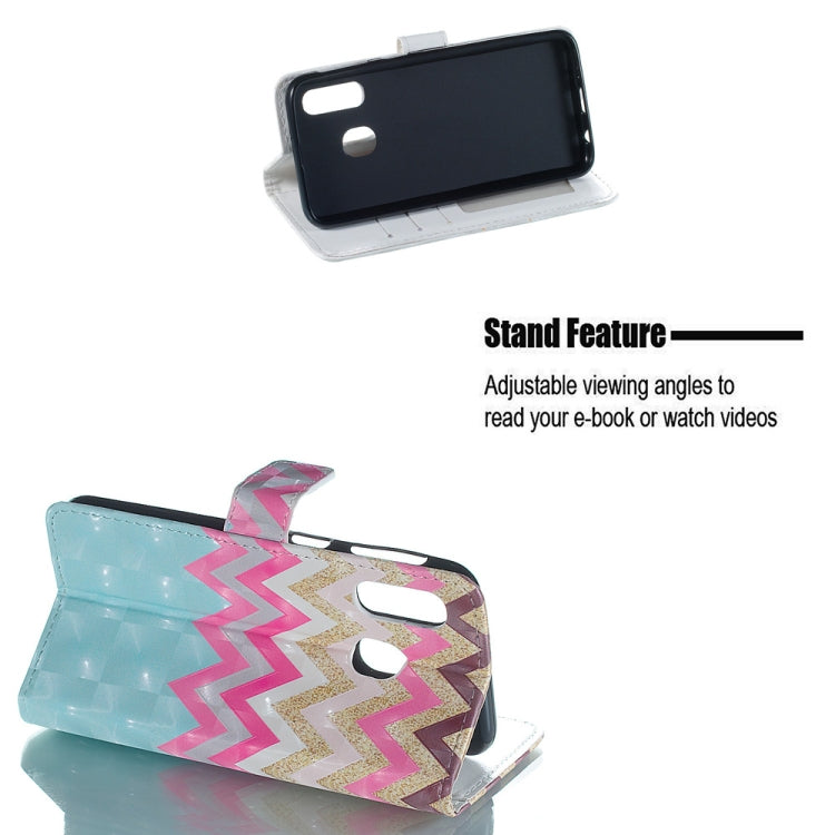 Color Wave 3D Pattern Horizontal Flip Leather Case for Galaxy A40, with Holder & Card Slots & Photo Frame & Wallet