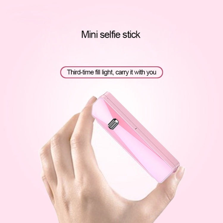 CYKE M2 Mini Integrated Storage Wired Control Selfie Stick for Mobile Phones under 6 inch, with Fill Light (White)