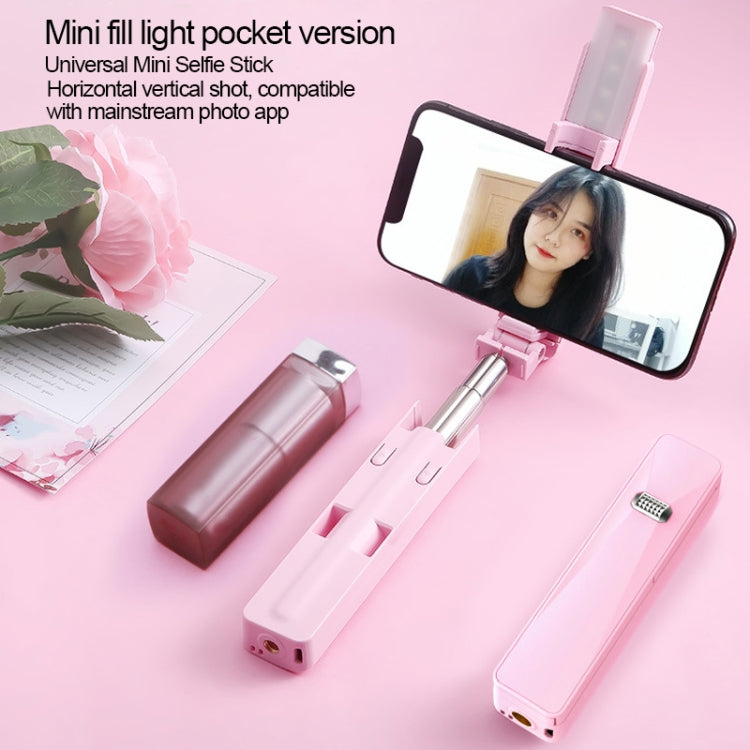CYKE M2 Mini Integrated Storage Wired Control Selfie Stick for Mobile Phones under 6 inch, with Fill Light (White)
