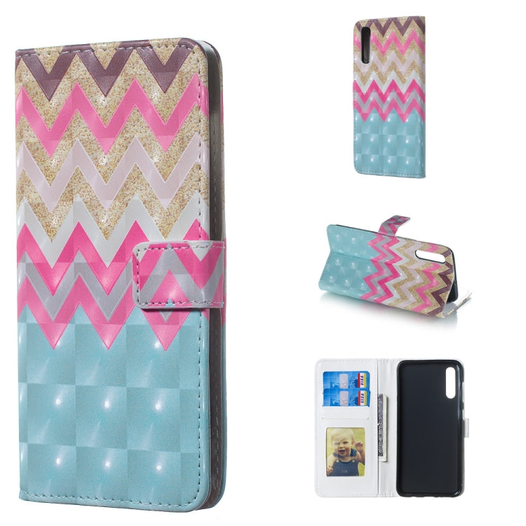 Color Wave 3D Pattern Horizontal Flip Leather Case for Galaxy A50, with Holder & Card Slots & Photo Frame & Wallet