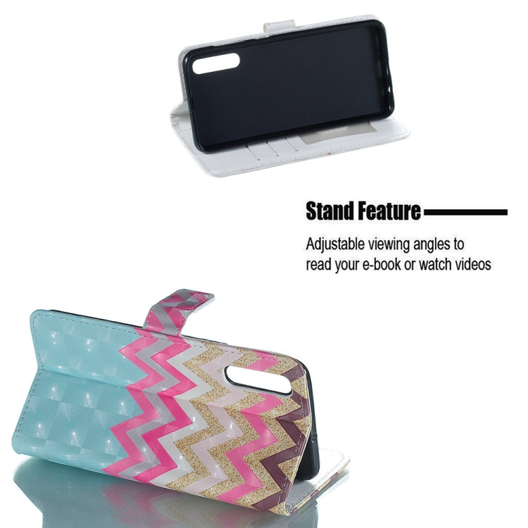 Color Wave 3D Pattern Horizontal Flip Leather Case for Galaxy A50, with Holder & Card Slots & Photo Frame & Wallet