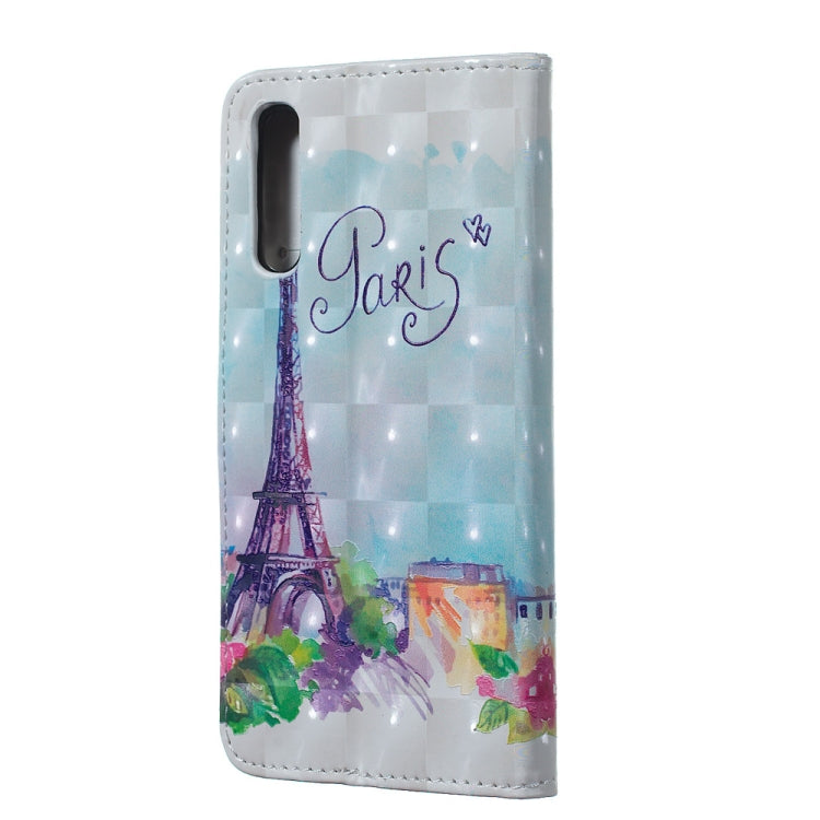 Tower Pattern 3D Horizontal Flip Leather Case for Galaxy A50, with Holder & Card Slots & Photo Frame & Wallet