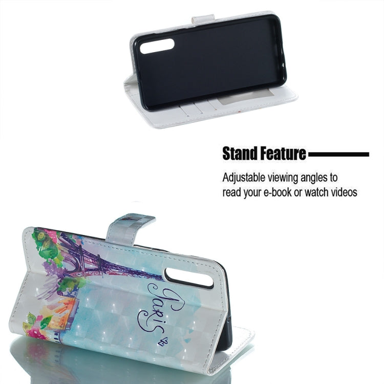 Tower Pattern 3D Horizontal Flip Leather Case for Galaxy A50, with Holder & Card Slots & Photo Frame & Wallet