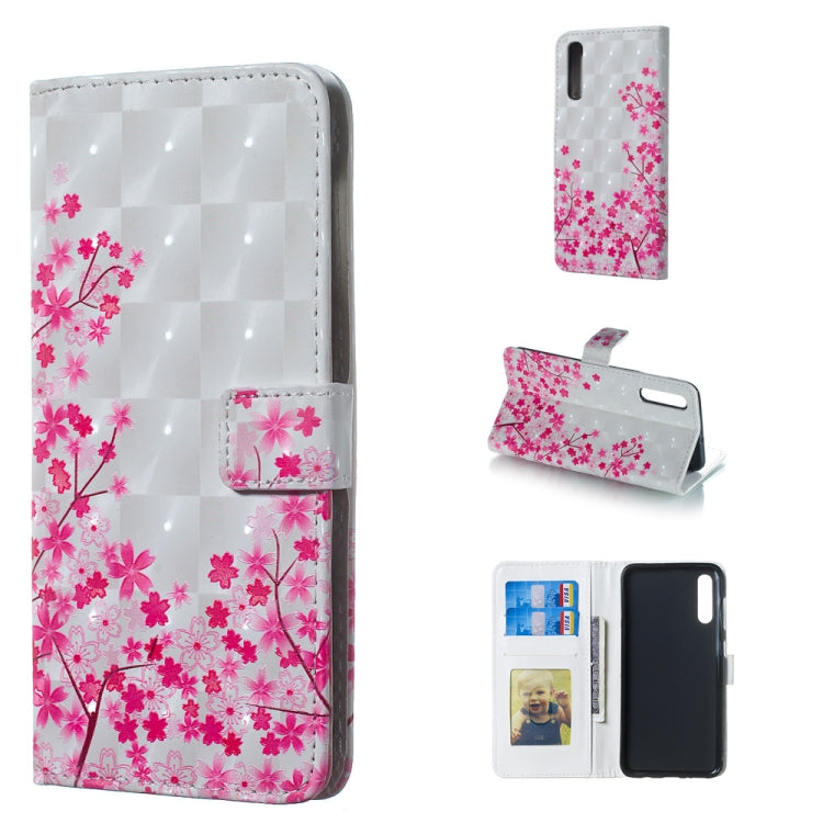 Sakura Pattern 3D Horizontal Flip Leather Case for Galaxy A50, with Holder & Card Slots & Photo Frame & Wallet