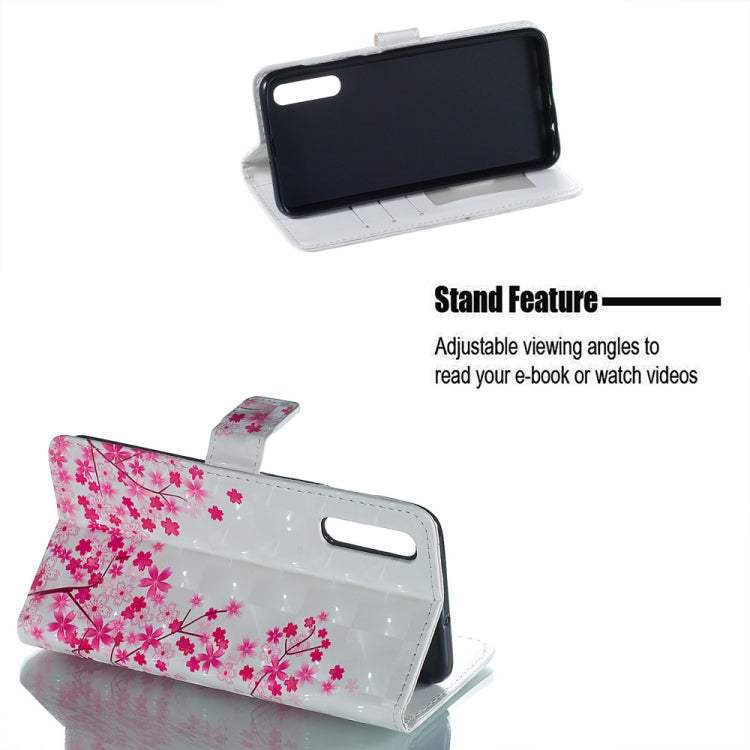 Sakura Pattern 3D Horizontal Flip Leather Case for Galaxy A50, with Holder & Card Slots & Photo Frame & Wallet