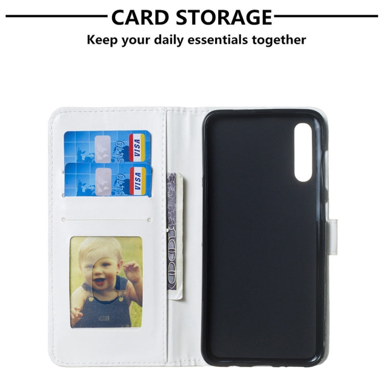 Skull and Flower Pattern 3D Horizontal Flip Leather Case for Galaxy A50, with Holder & Card Slots & Photo Frame & Wallet