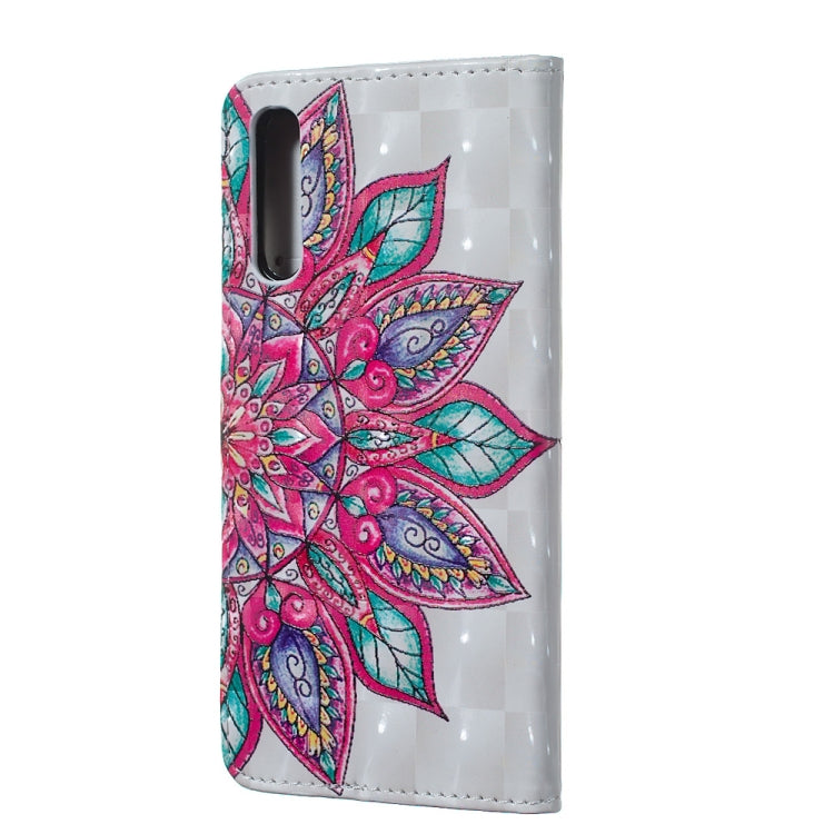 Half Flower Pattern 3D Horizontal Flip Leather Case for Galaxy A50, with Holder & Card Slots & Photo Frame & Wallet