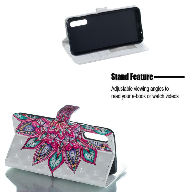 Half Flower Pattern 3D Horizontal Flip Leather Case for Galaxy A50, with Holder & Card Slots & Photo Frame & Wallet