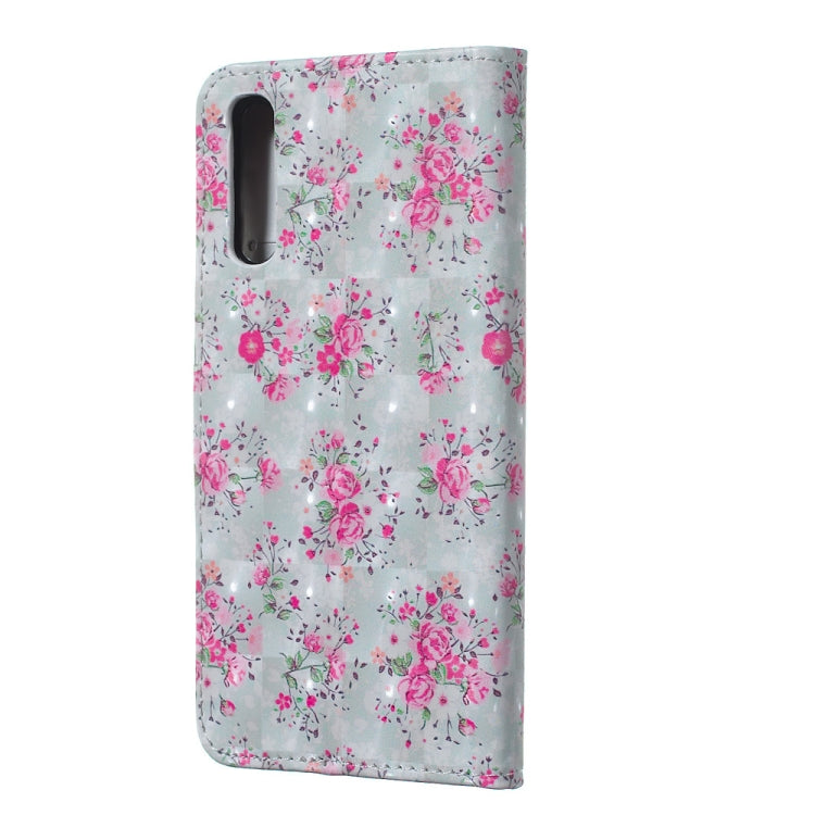 Rose Pattern 3D Horizontal Flip Leather Case for Galaxy A50, with Holder & Card Slots & Photo Frame & Wallet