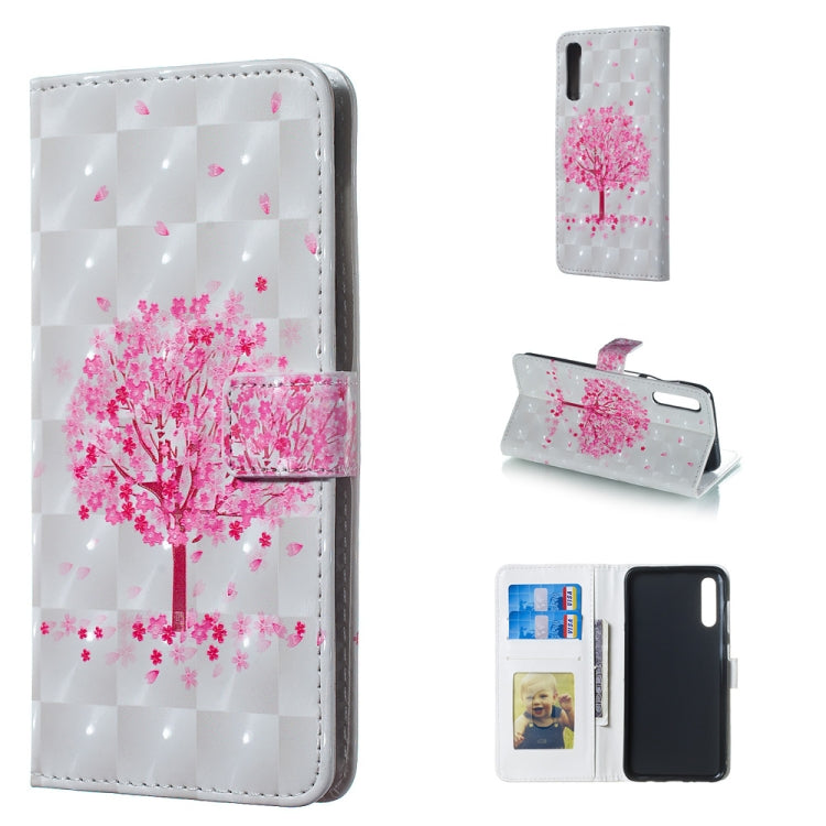 Pink Tree Pattern 3D Horizontal Flip Leather Case for Galaxy A50, with Holder & Card Slots & Photo Frame & Wallet