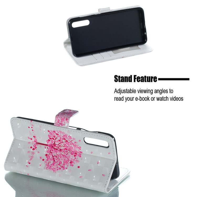 Pink Tree Pattern 3D Horizontal Flip Leather Case for Galaxy A50, with Holder & Card Slots & Photo Frame & Wallet
