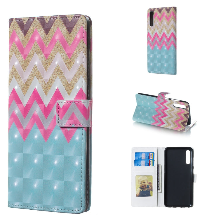 Color Wave 3D Pattern Horizontal Flip Leather Case for Galaxy A70, with Holder & Card Slots & Photo Frame & Wallet