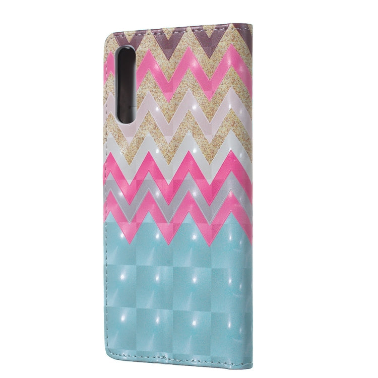 Color Wave 3D Pattern Horizontal Flip Leather Case for Galaxy A70, with Holder & Card Slots & Photo Frame & Wallet