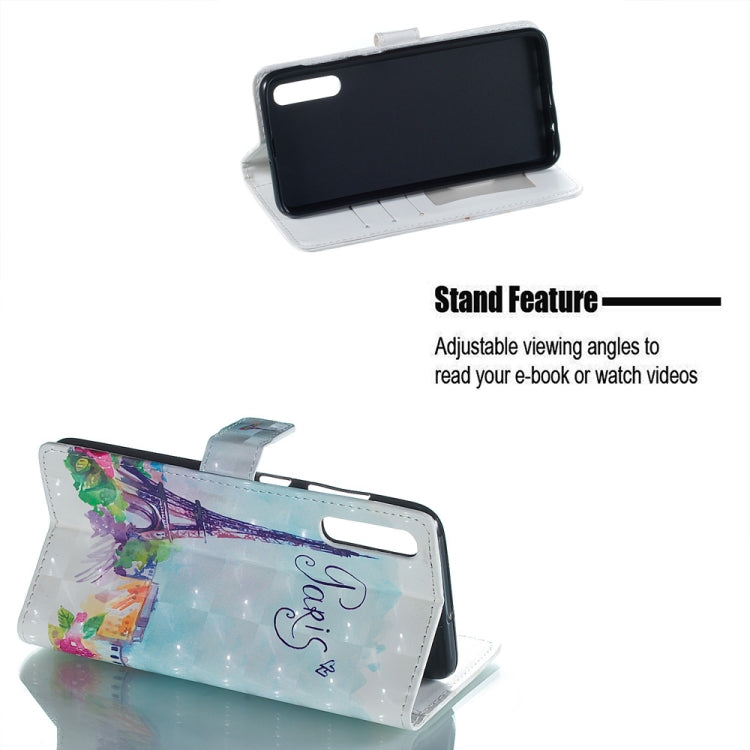 Tower Pattern 3D Horizontal Flip Leather Case for Galaxy A70, with Holder & Card Slots & Photo Frame & Wallet