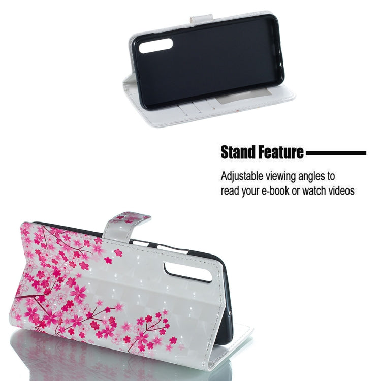 Sakura Pattern 3D Horizontal Flip Leather Case for Galaxy A70, with Holder & Card Slots & Photo Frame & Wallet