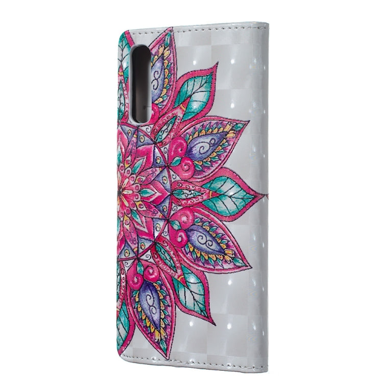 Half Flower Pattern 3D Horizontal Flip Leather Case for Galaxy A70, with Holder & Card Slots & Photo Frame & Wallet