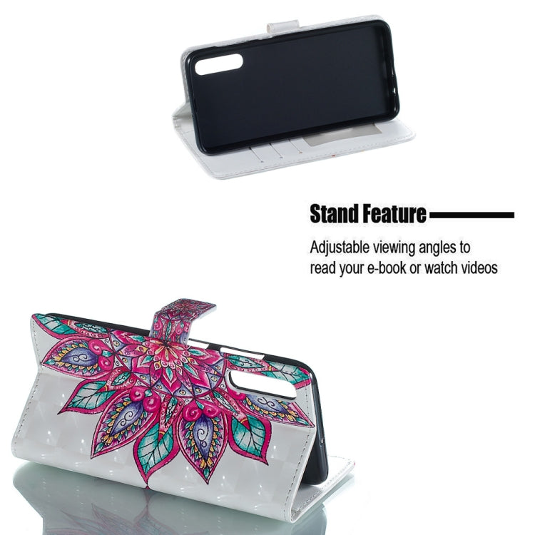 Half Flower Pattern 3D Horizontal Flip Leather Case for Galaxy A70, with Holder & Card Slots & Photo Frame & Wallet