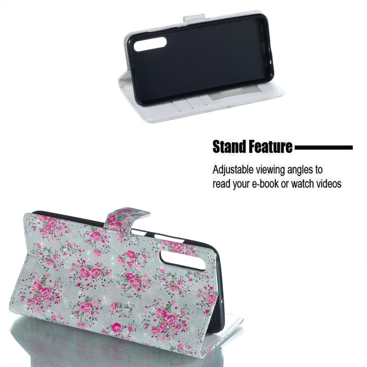 Rose Pattern 3D Horizontal Flip Leather Case for Galaxy A70, with Holder & Card Slots & Photo Frame & Wallet