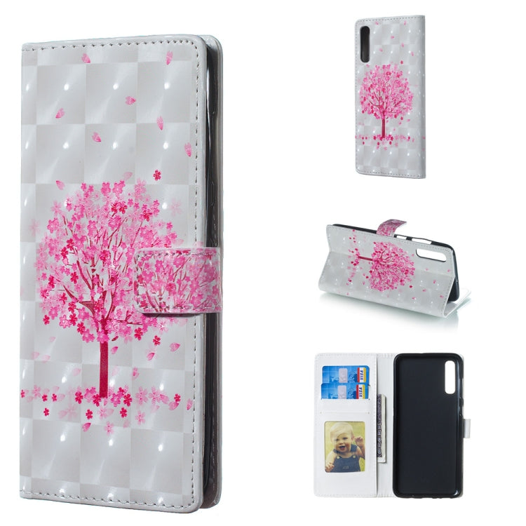 Pink Tree Pattern 3D Horizontal Flip Leather Case for Galaxy A70, with Holder & Card Slots & Photo Frame & Wallet