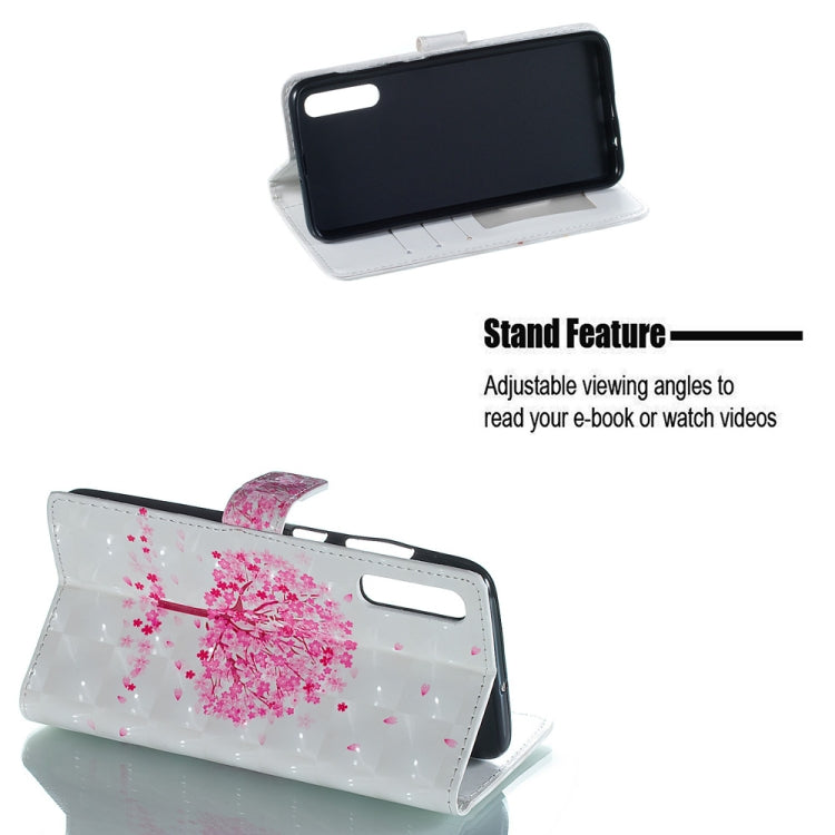 Pink Tree Pattern 3D Horizontal Flip Leather Case for Galaxy A70, with Holder & Card Slots & Photo Frame & Wallet